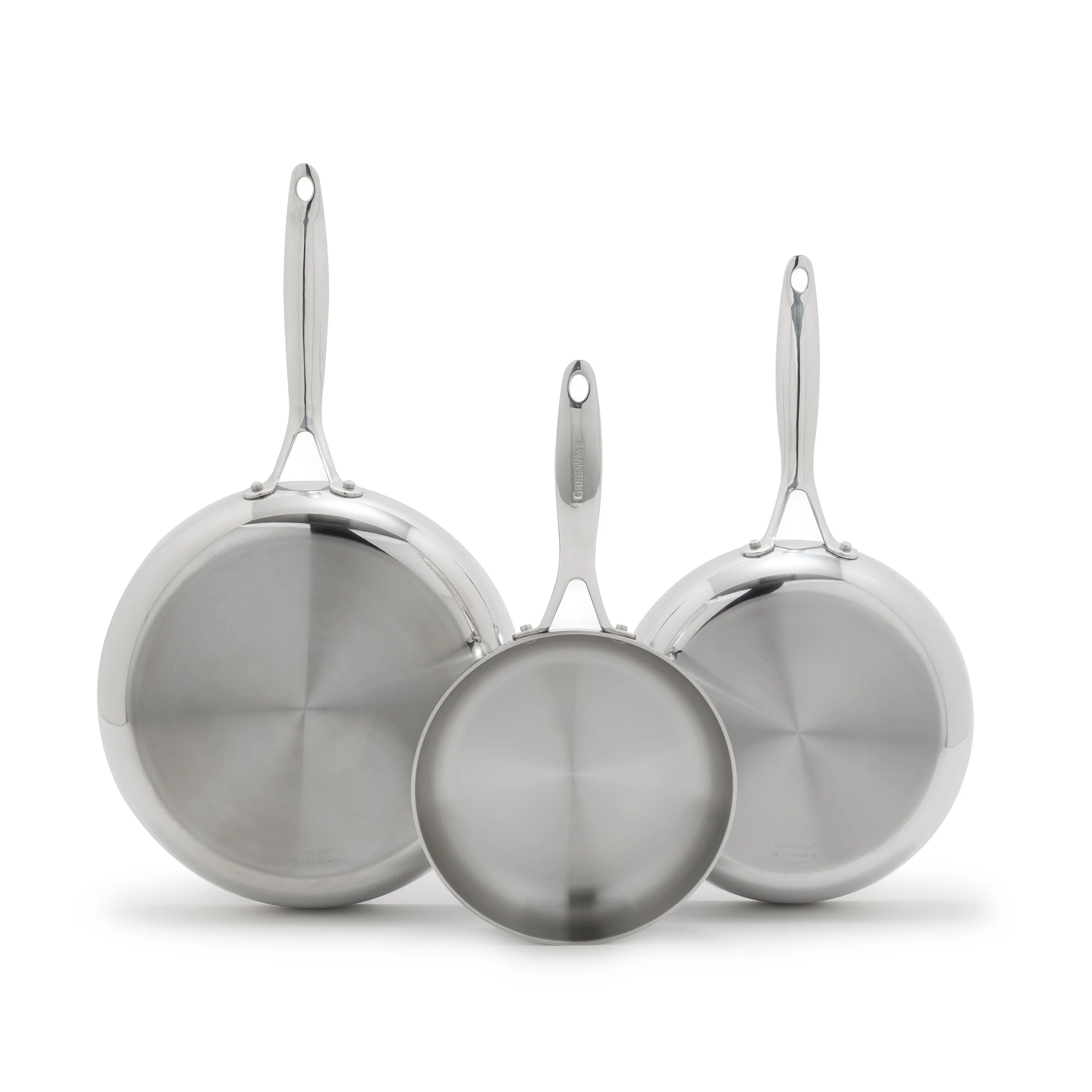 Valencia Pro Stainless Steel Uncoated 8. 9.5 and 11 Frypan Set