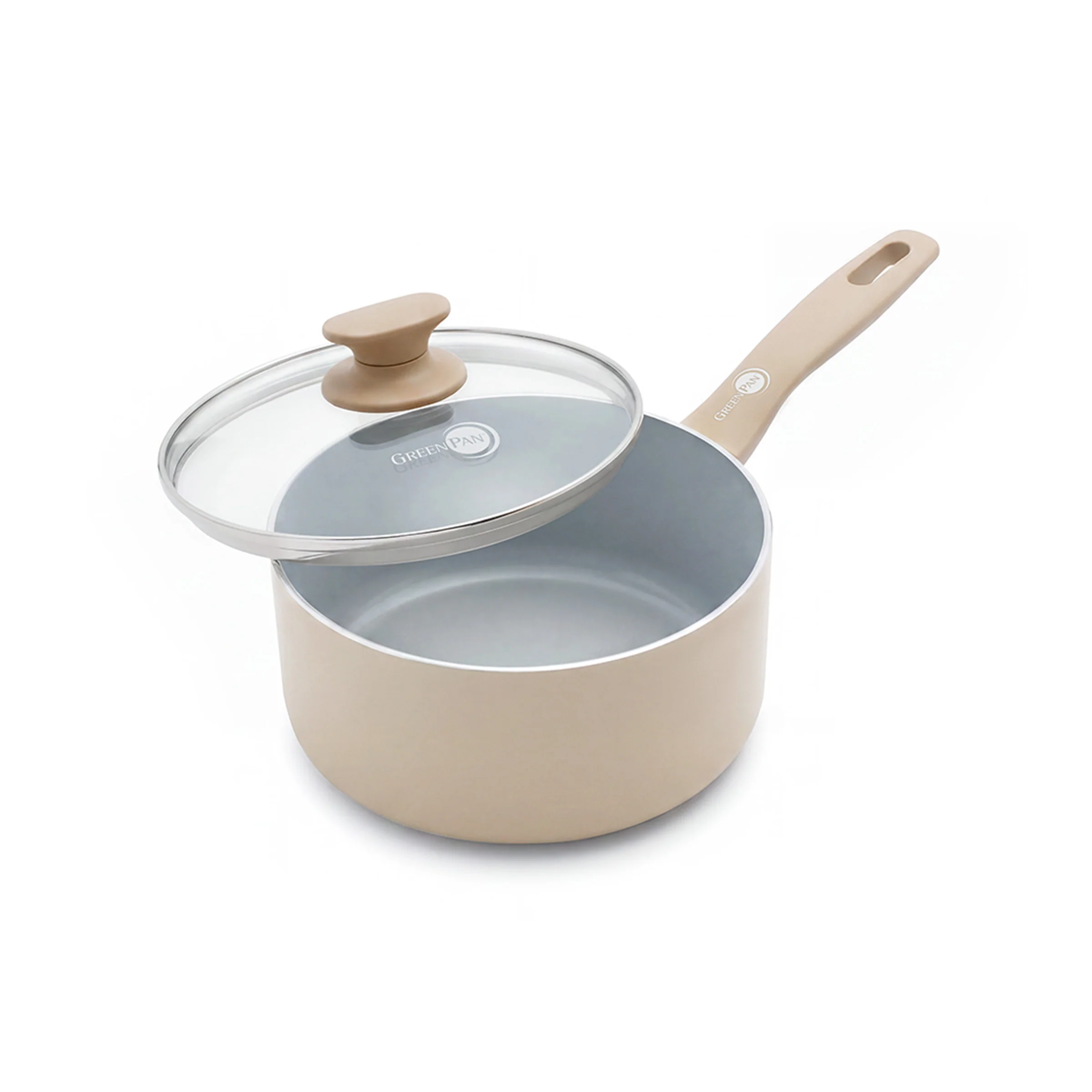 Dover Ceramic Nonstick 2.25-Quart Saucepan with Lid | Taupe
