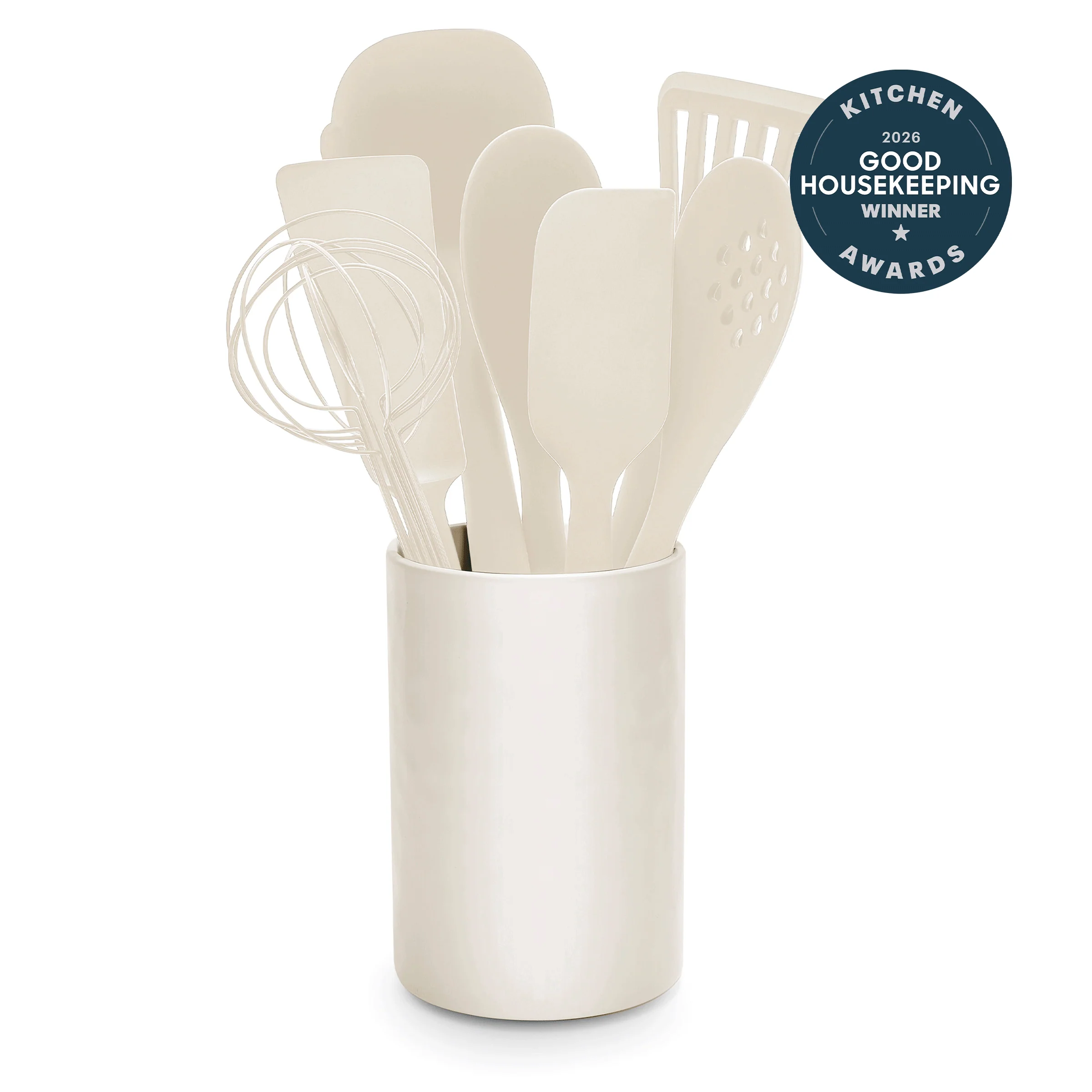 Premiere Silicone 8-Piece Utensil and Crock Set | Bisque