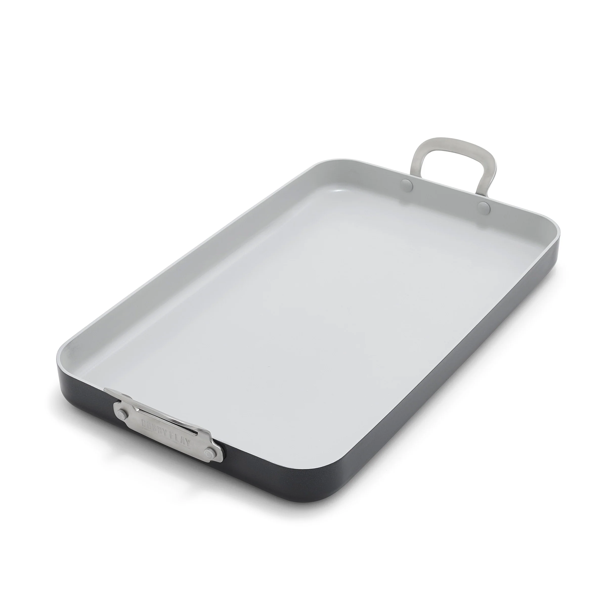 Bobby Flay by GreenPan Professional Ceramic Nonstick 18 x 11 Double Burner Griddle | Graphite