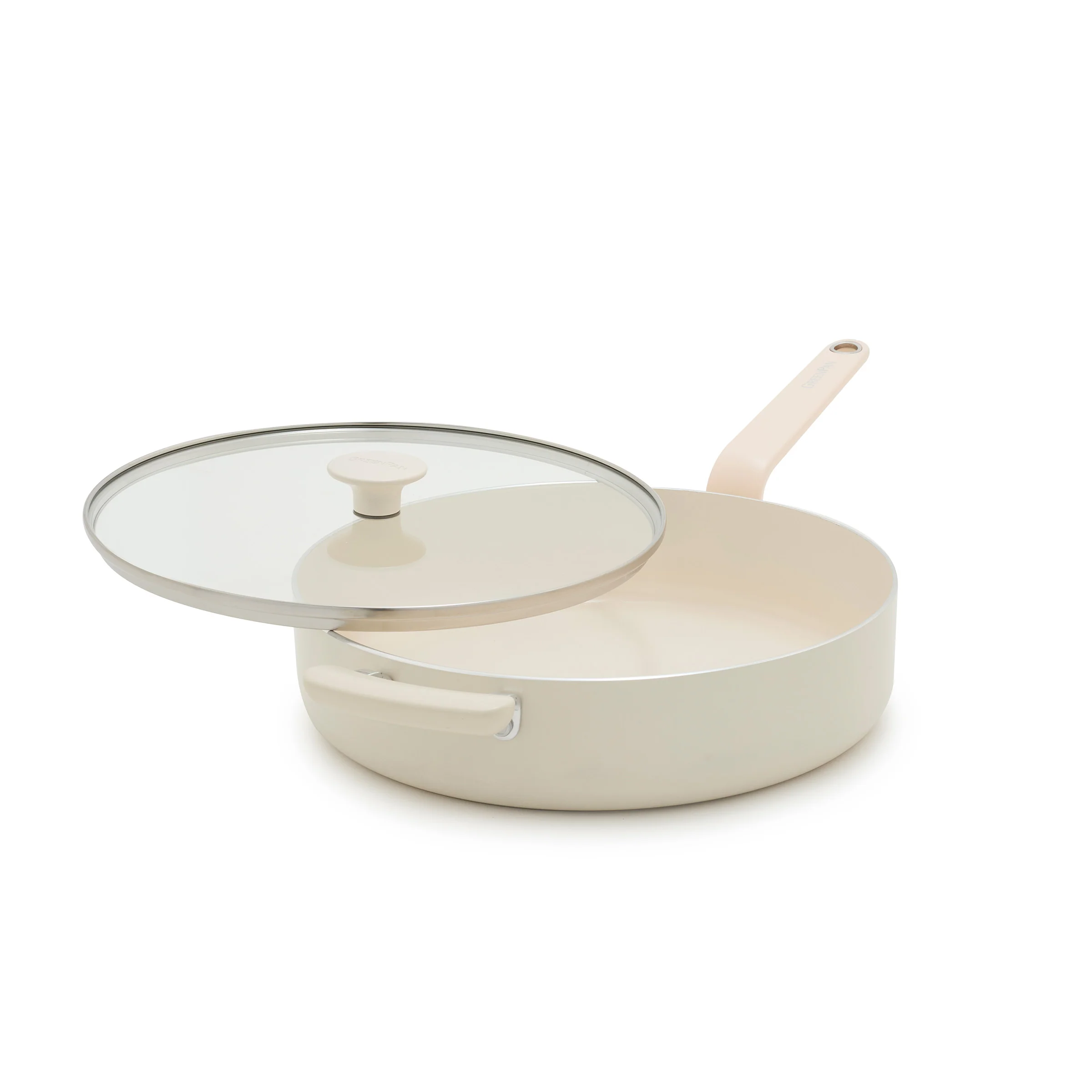 Rio Advanced Ceramic Nonstick 5-Quart Sauté Pan with Lid | Cream