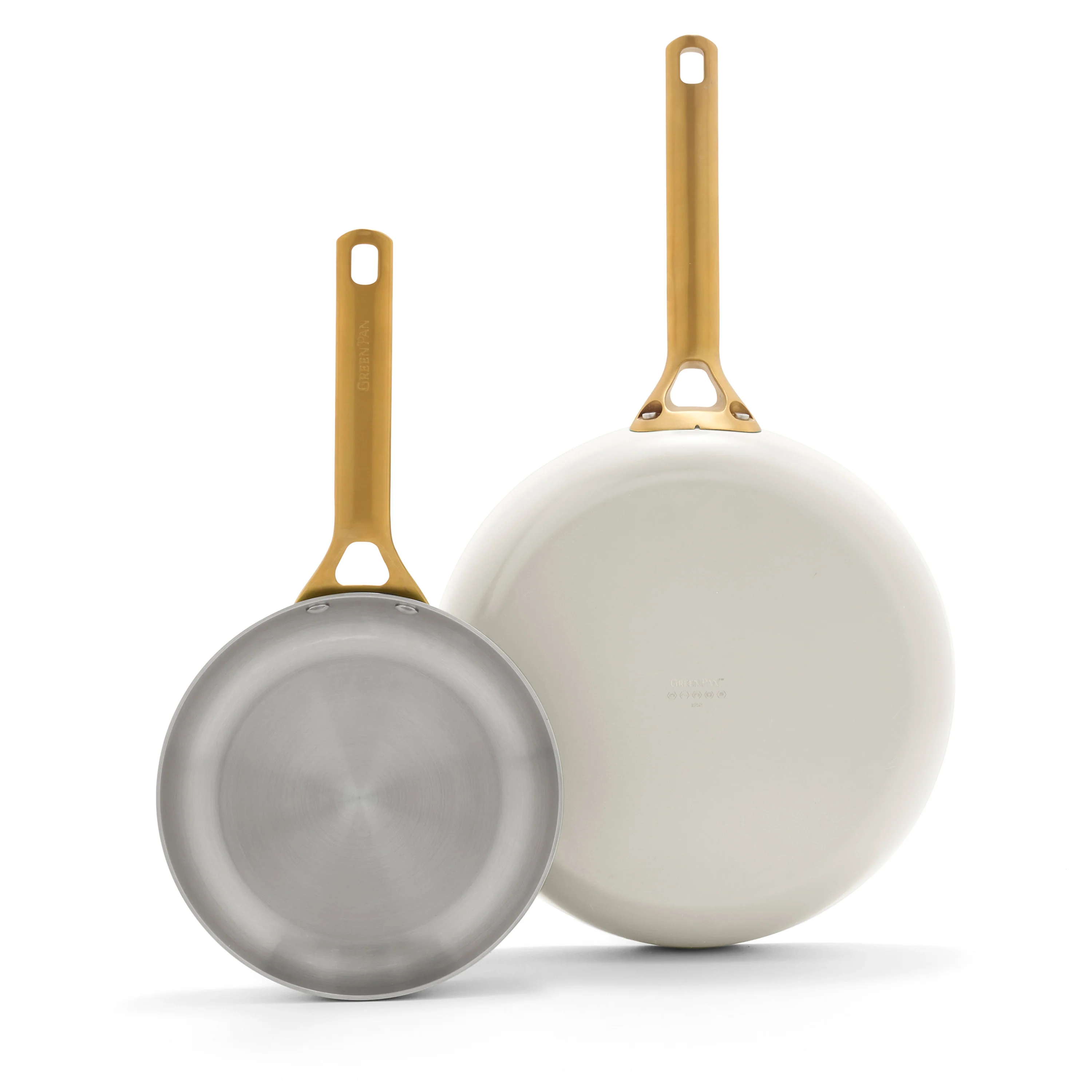 Reserve Pro Uncoated Stainless Steel 10 and 12 Frypan Set | Cream