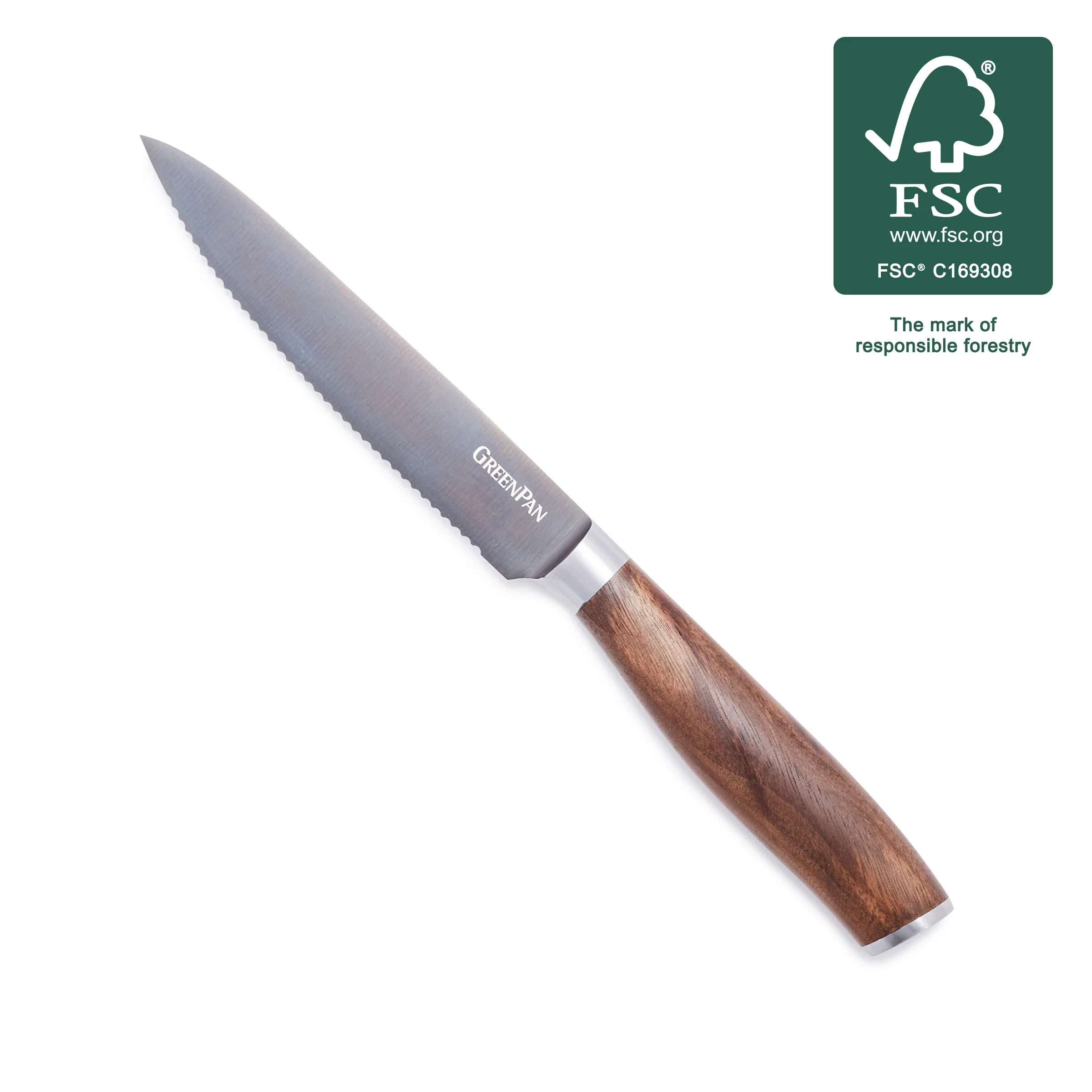 Premiere Titanium Cutlery 5 Serrated Utility Knife with Walnut Handle