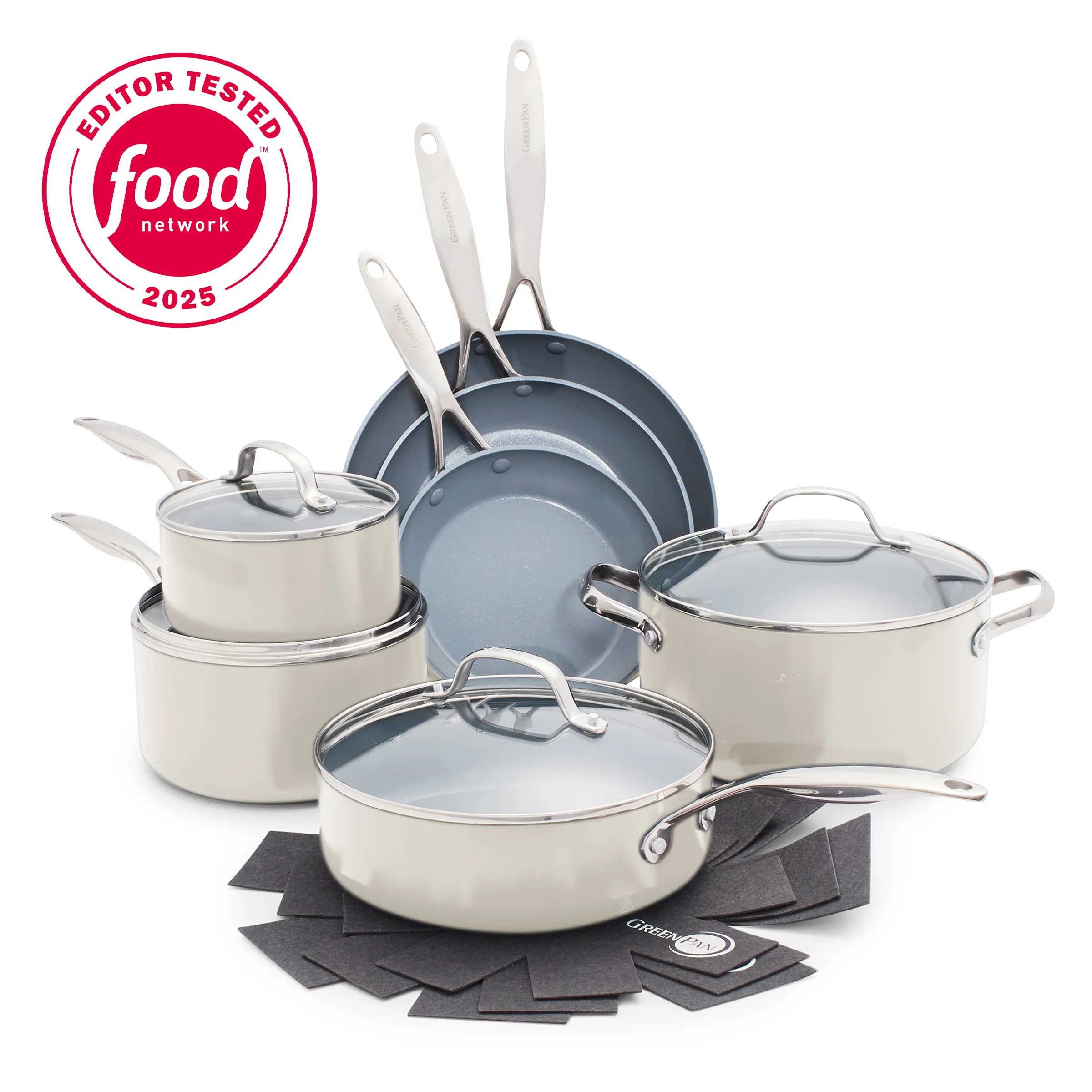 Valencia Pro Ceramic Nonstick 11-Piece Cookware Set | Cream