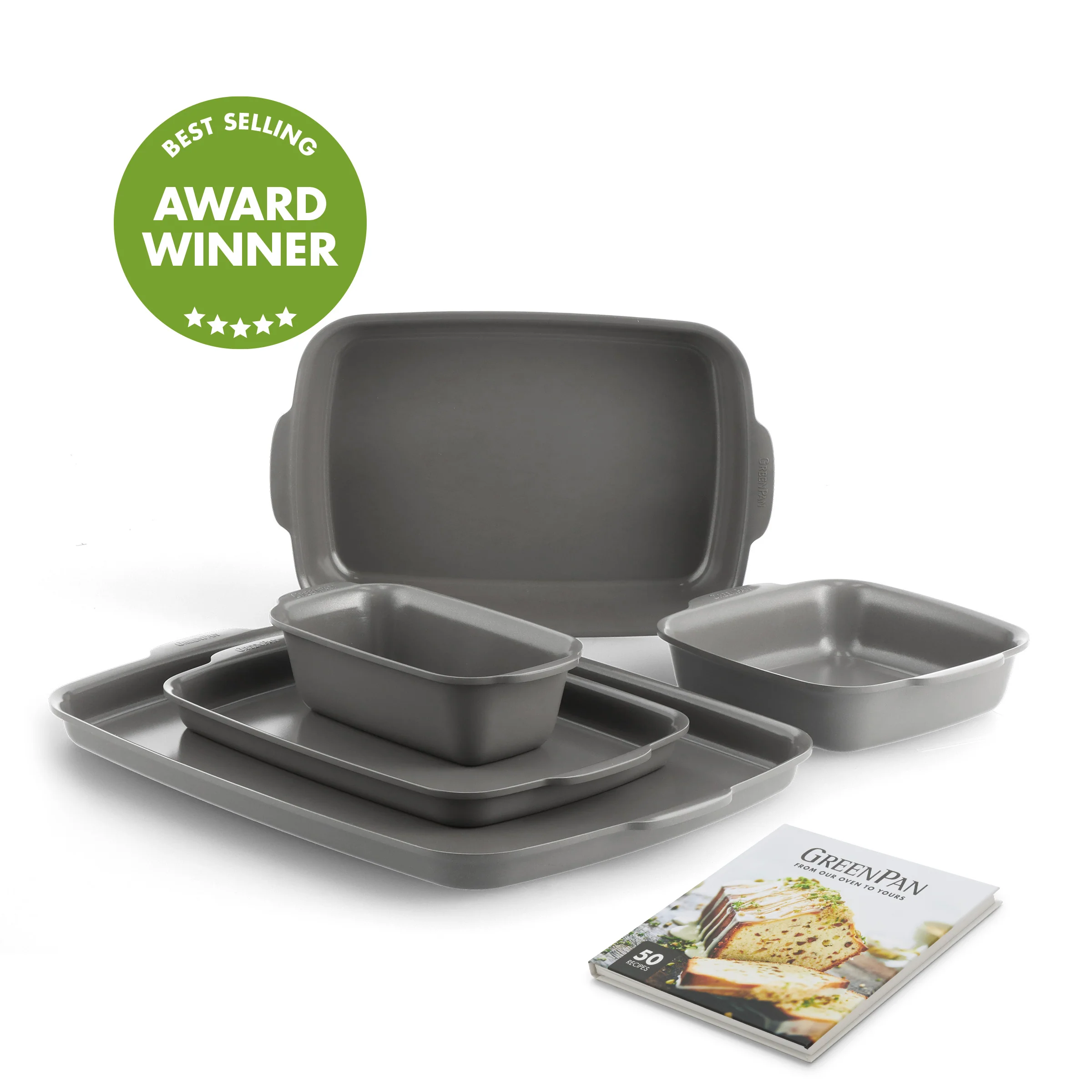 Premiere Ovenware Ceramic Nonstick 5-Piece Set | Gray