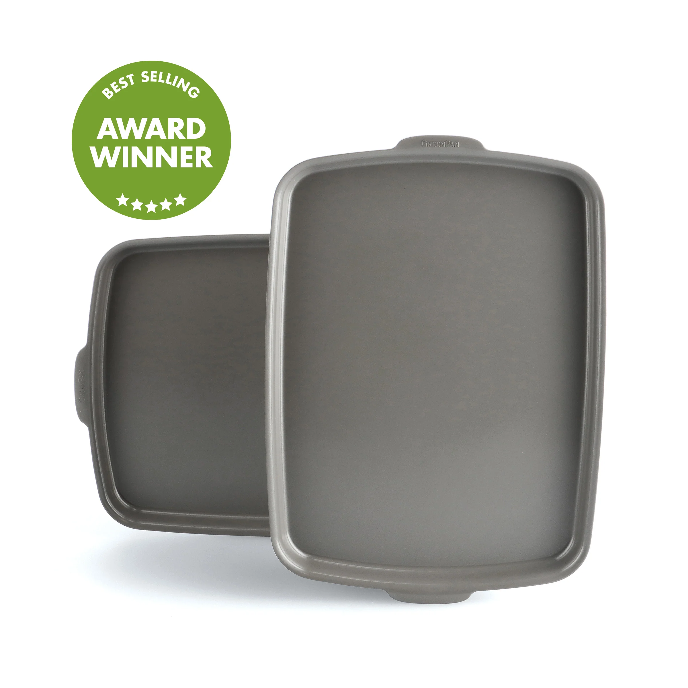 Premiere Ovenware Ceramic Nonstick 2-Piece 13 x 9  Quarter Sheet Pan Set | Gray